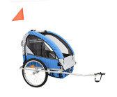 Jago® Remorque Vélo pour Enfants - 2 Places, Pliable, 12+ Mois, Ceinture de  Sécurité 5 Points, Max. 40 kg, Tout-Terrain, Noir-Bleu