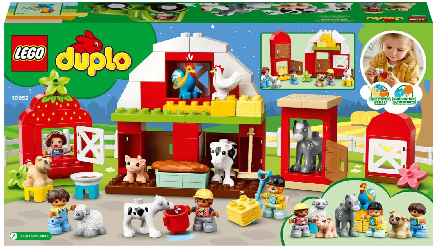 Soldes LEGO Duplo - La grange, le tracteur et les animaux de la ferme  (10952) 2024 au meilleur prix sur