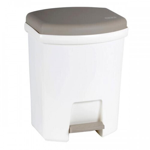 EDA Poubelle de cuisine à pédale 27 L blanc
