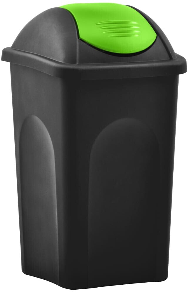 vidaXL Poubelle avec couvercle pivotant 60 L noir/vert