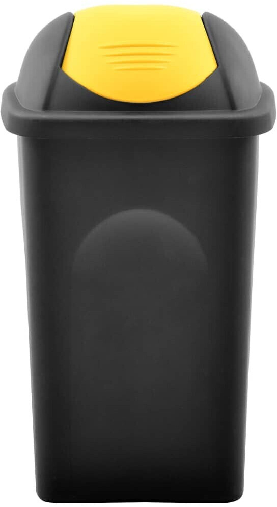 vidaXL Poubelle avec couvercle pivotant 60 L noir/jaune