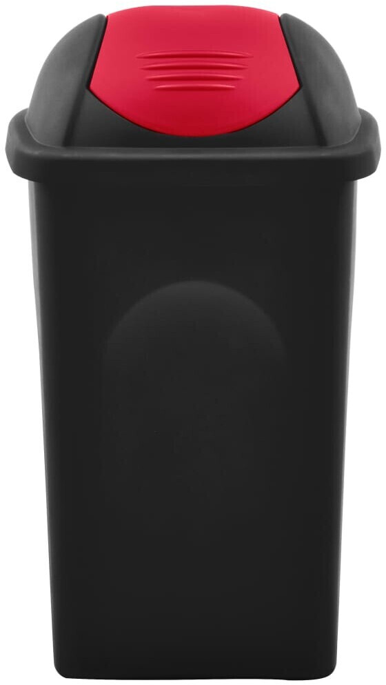 vidaXL Poubelle avec couvercle pivotant 60 L noir/rouge