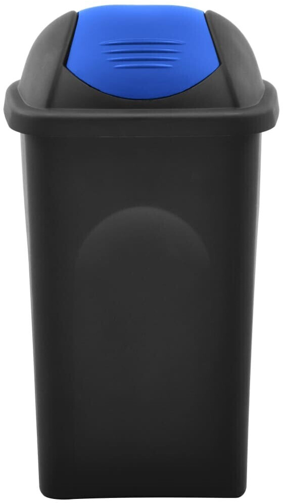 vidaXL Poubelle avec couvercle pivotant 60 L noir/bleu