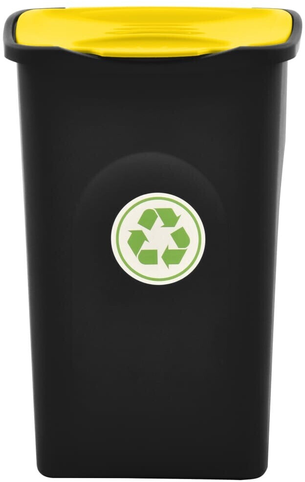 vidaXL Poubelle avec couvercle à charnière 50 L noir/jaune