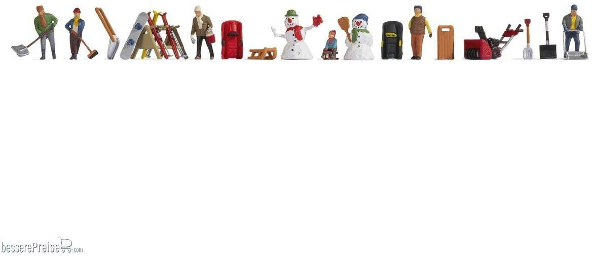 Noch H0 Winterfiguren – Set 16220, Miniatuur Personages Voor Modelbouw, Geschikt Voor Winterse Landschappen In Schaal H0 (1:87)
