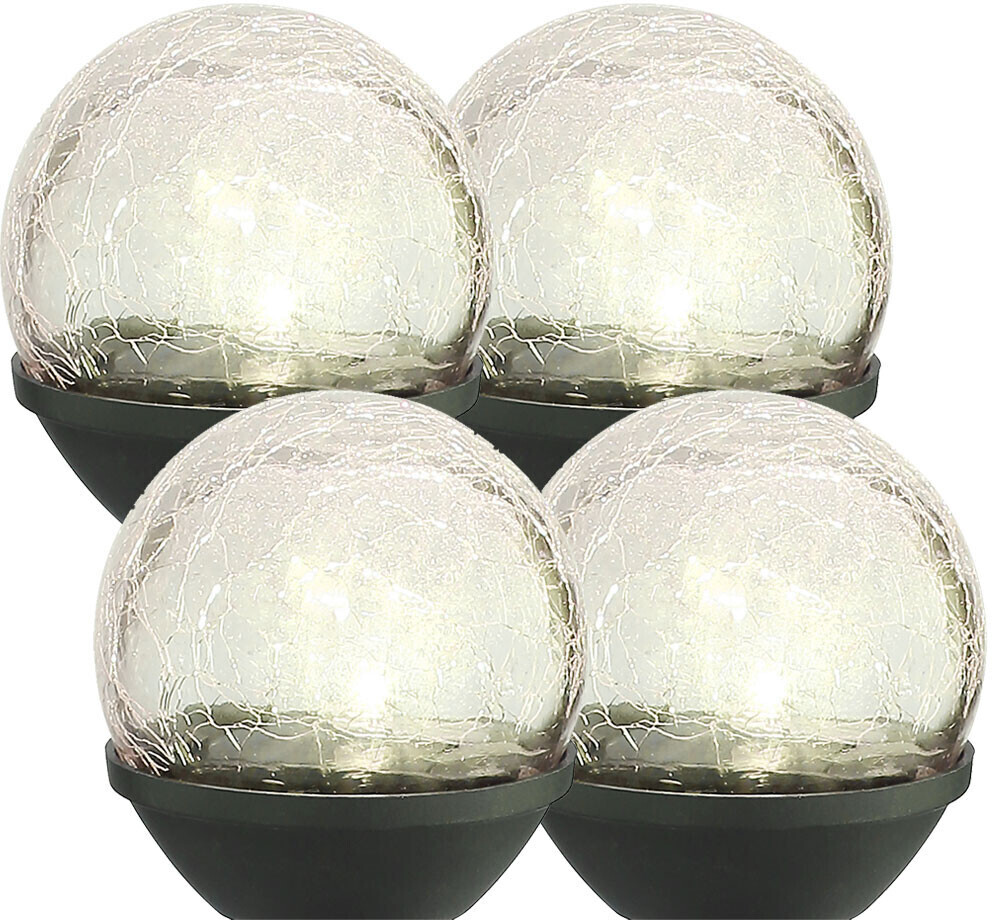 ETC Shop Set of 4 led solar plug-in lamp crackle glass ball