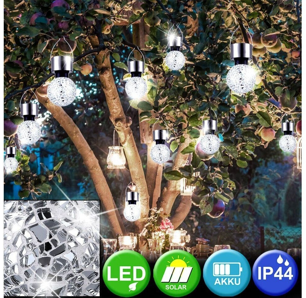 ETC Shop Set of 6 solar hanging lamp ball mosaic silver