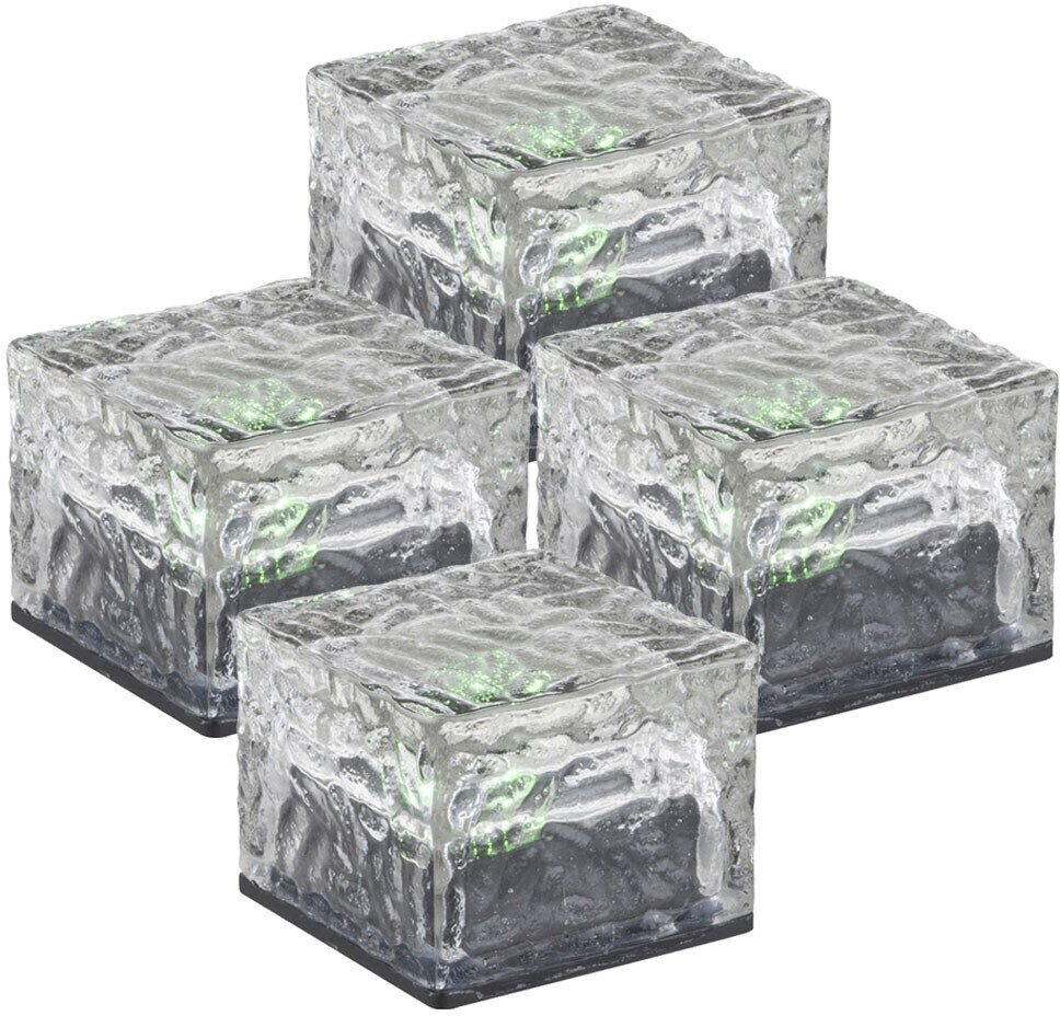 ETC Shop Set of 4 rgb led solar light ice cube glass iced