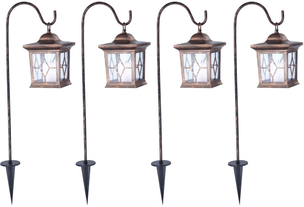 ETC Shop Set of 4 led solar plug-in floor lamps copper