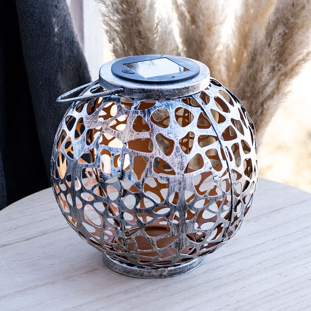 ETC Shop Led solar ball light wickerwork silver antique