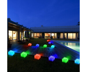 8er Set RGB LED Glas Eis Würfel Solar Leuchten Steck Stand Lampen Big Light - 3
