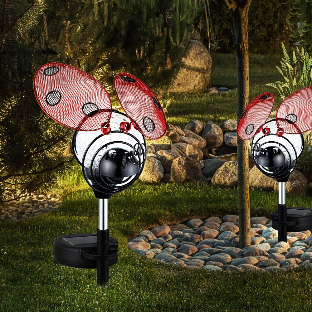 ETC Shop Set of 2 solar led ground spike light ladybug