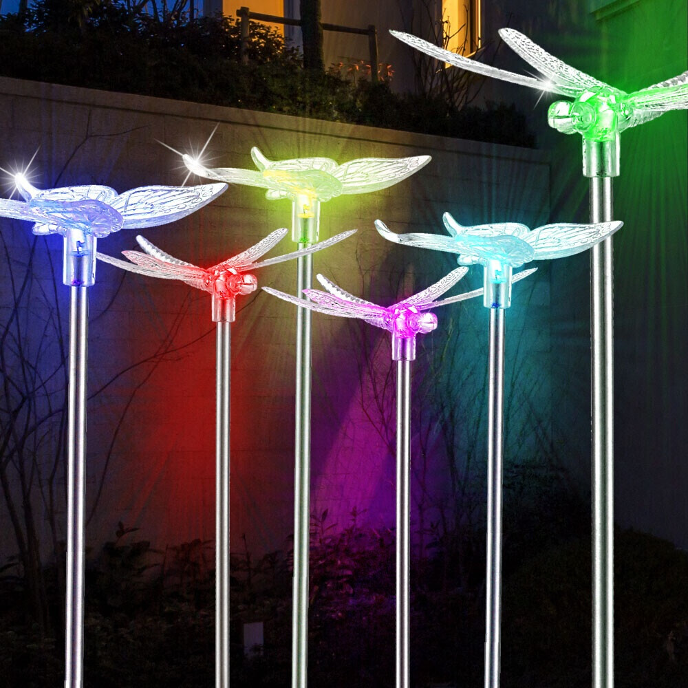 ETC Shop Set of 8 rgb led solar plug-in lights butterfly dragonflies