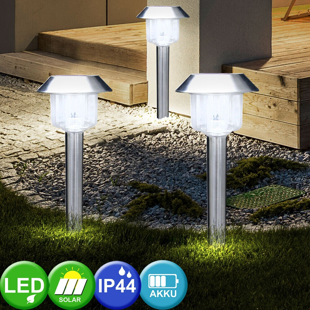 ETC Shop Set of 6 led solar plug-in lanterns stainless steel