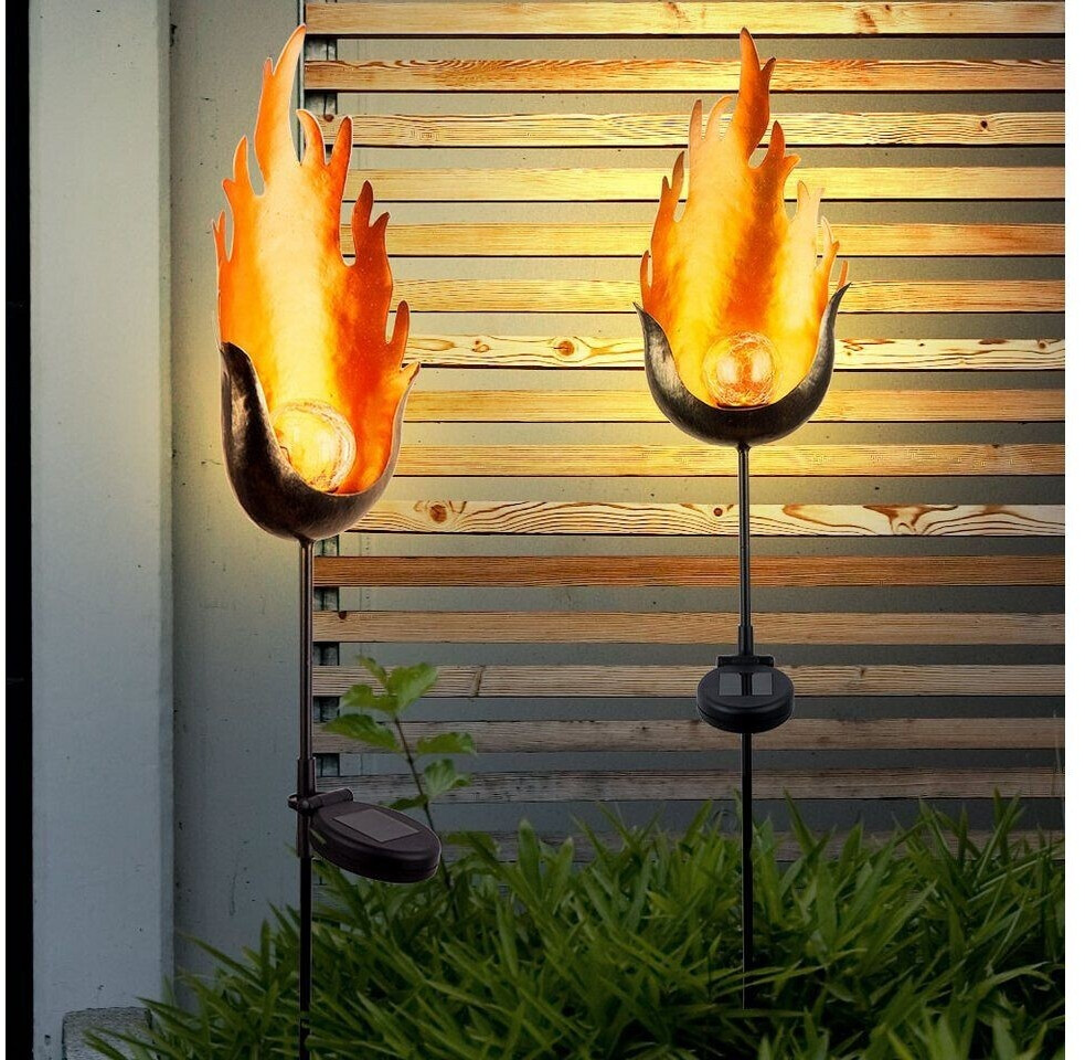 ETC Shop Set of 2 led solar plug-in lights with flame effect