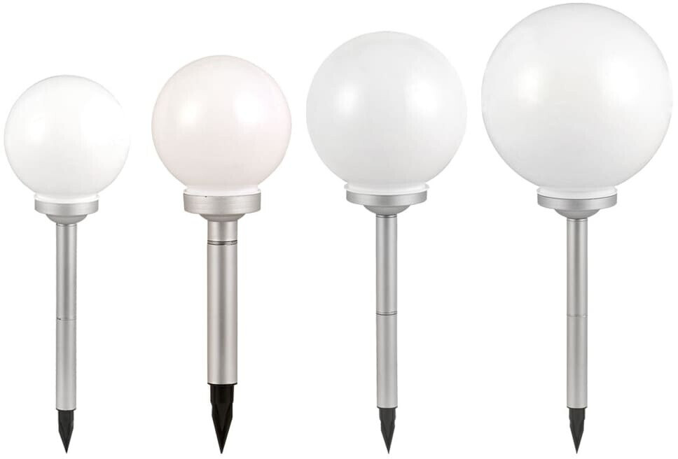 ETC Shop 4x led solar ball plug-in lights 15cm + 20cm + 25cm + 30cm
