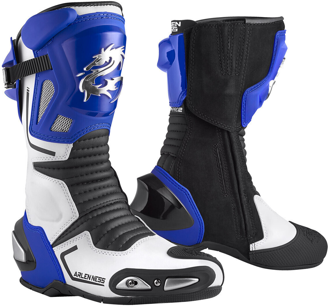 Photos - Motorcycle Boots Arlen Ness Sugello Boots black/white/blue 