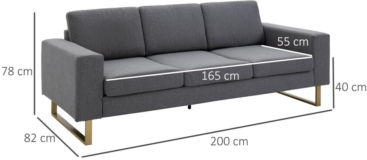 ab 3-Sitzer 3-Sitzer-Couch bei 313,40 | HomCom € 200x82x78cm Preisvergleich (833-519)