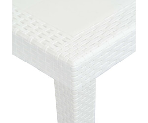 vidaXL Mesa de jardín plástico aspecto de ratán blanco 150x90x72 cm desde  113,01 €