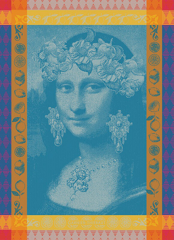 Garnier-Thiebaut Tea towel Mona Lisa Bleu 56x77 cm