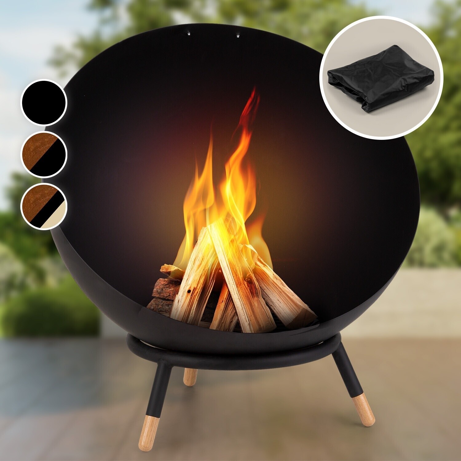 Blumfeldt Fireball Wood tiltable steel fire bowl