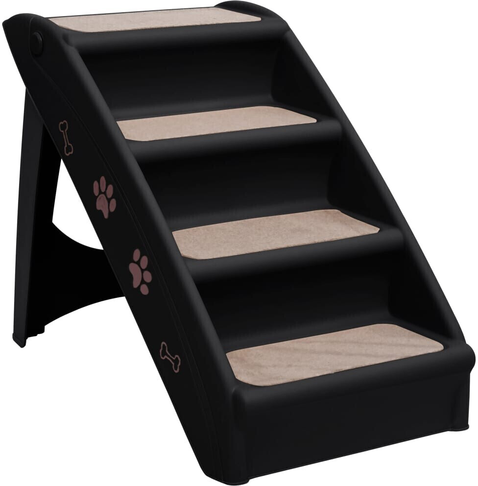 vidaXL Escalier pliable à 4 marches pour chiens noir