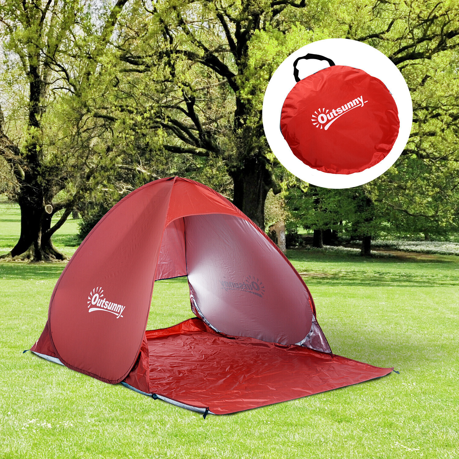 Outsunny Beach Pop-up Tent red