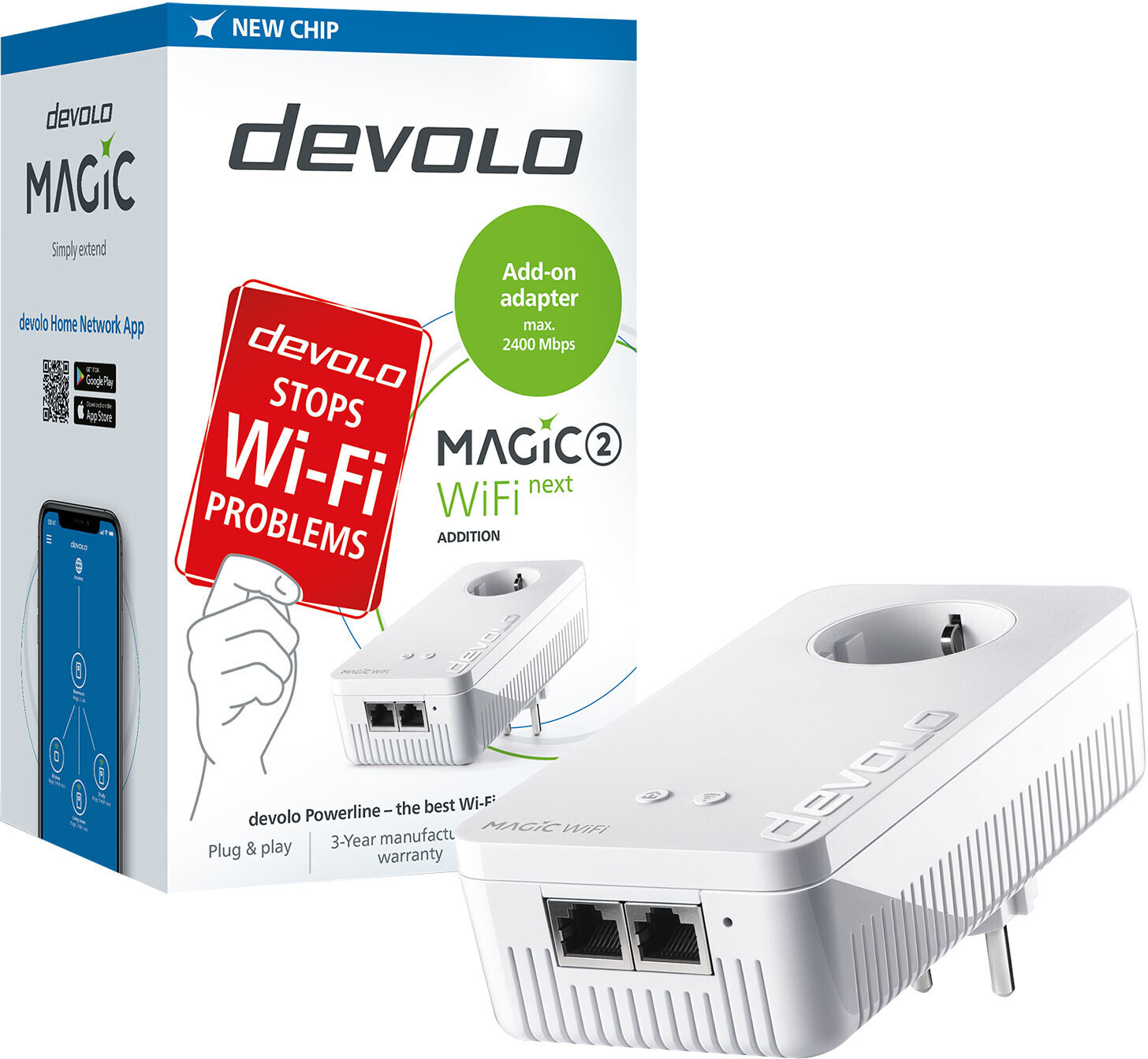 DEVOLO CPL Magic 2 WiFi next - Starter Kit 2 Adaptateur CPL jusqu'a 2400  Mbits/s avec Quadrimedia