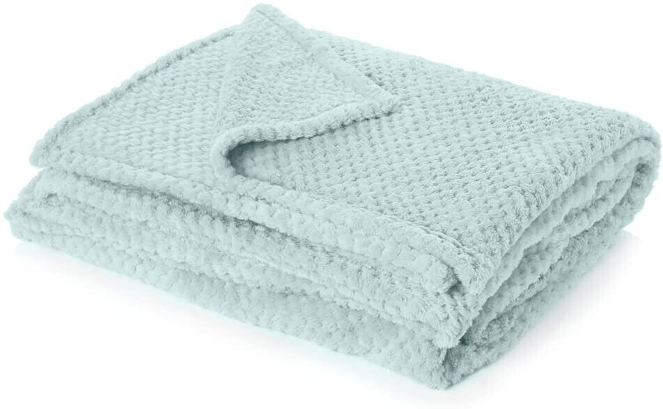 Dreamscene Luxury Waffle Throw - Duck Egg Blue