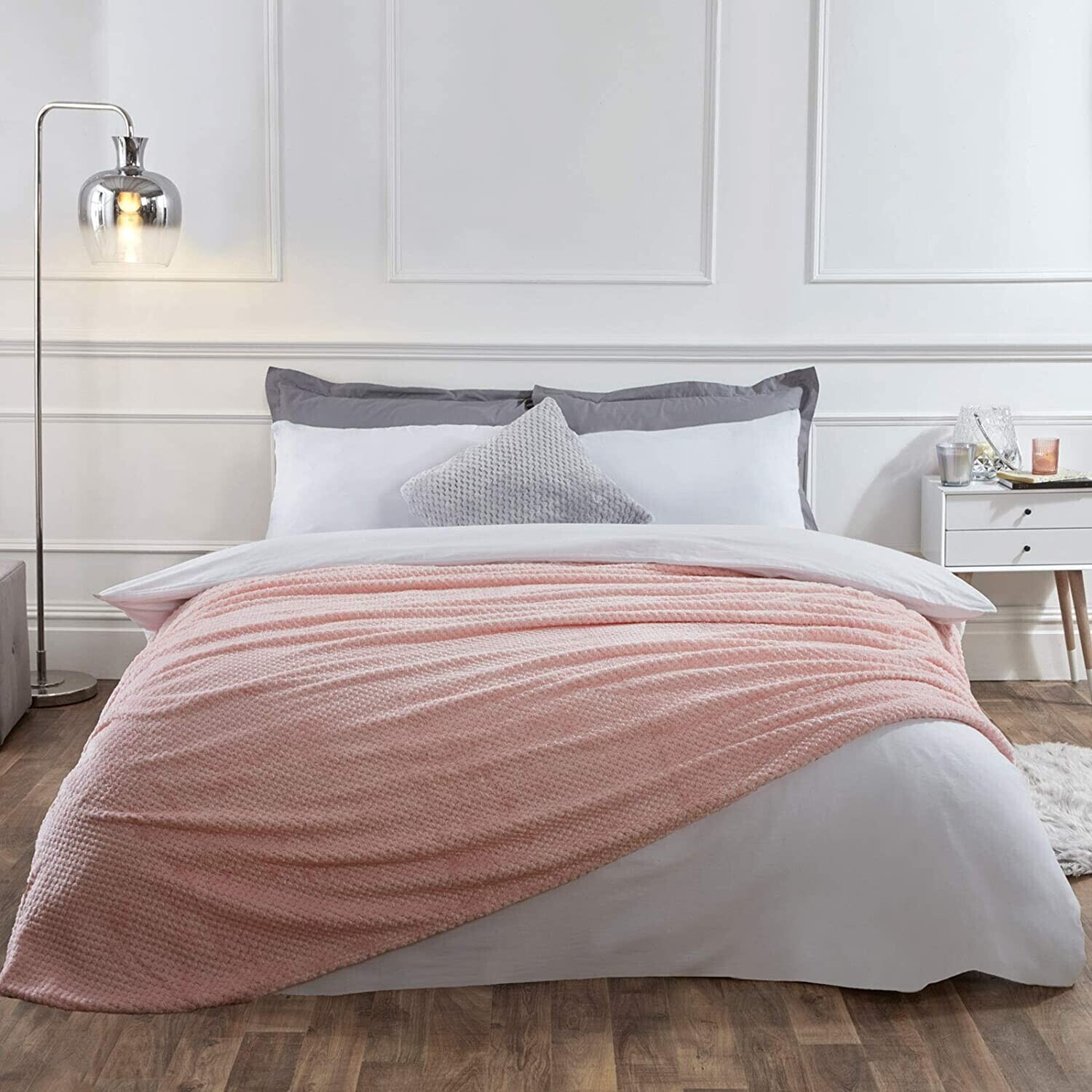 Buy Dreamscene Luxury Waffle Throw Blush Pink (125 x 150cm) from £8.