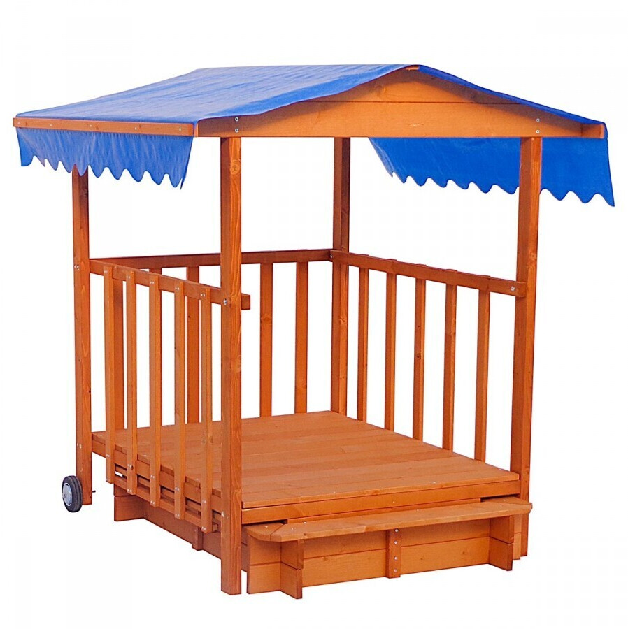 Brast Extendable sandbox with covered play porch