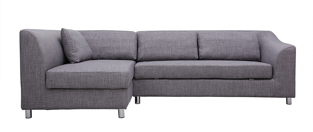 Miliboo Canapé d'angle gauche Miami gris foncé
