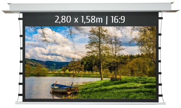 Kimex Ecran de projection motorisé encastrable tensionné 2,80x1,58m 16:9 Wi-Fi