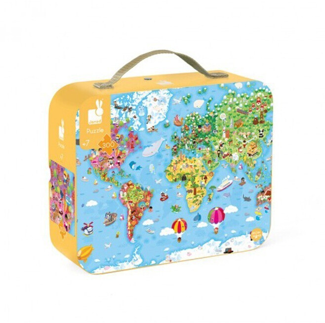Janod Valise puzzle géant Monde (300 pièces)