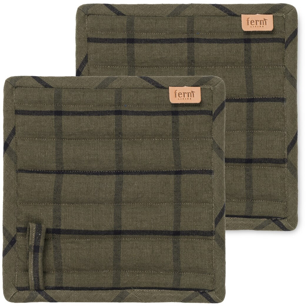 Ferm Living Hale pot holders, green / black (set of 2)
