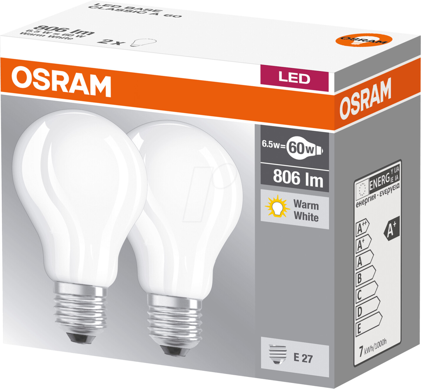 Osram LED Retro E27 7,2 W lot de 2 (4052899972100)