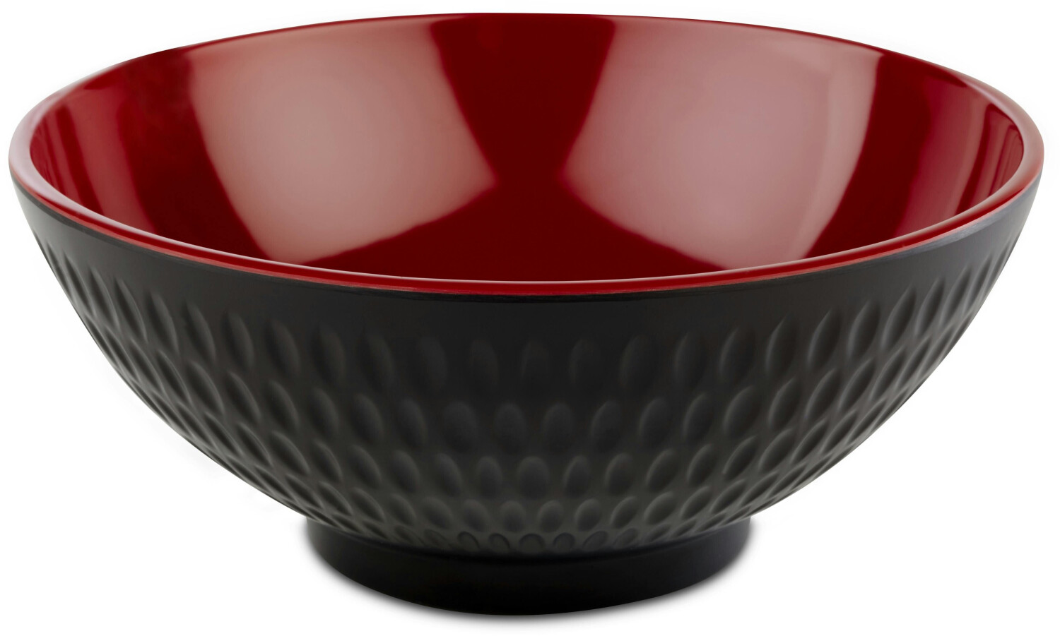 APS Bowl -ASIA PLUS- made of melamine Ø 16 cm, height: 7 cm, 0.6 liters, inside: red, glossy, outside: black, matt