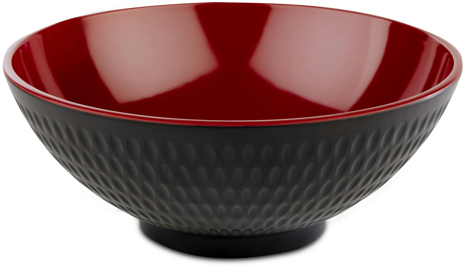 APS Bowl -ASIA PLUS- made of melamine Ø 20 cm, height: 8 cm, 1.1 liters, inside: red, glossy, outside: black, matt