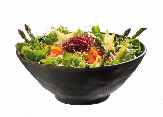 APS Bowl -MARONE-, melamine, black, Ø 24 cm, H: 9.5 cm, 1.4 liters