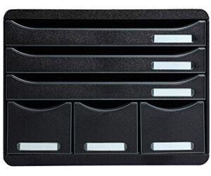 Belastbare Schubladenbox mit hoher Kapazität für mehr Platz auf dem Schreibtisch Big Box Iderama Schwarz|Türkis Dokumente Exacompta 310782D Premium Ablagebox mit 4 Schubladen für DIN A4 