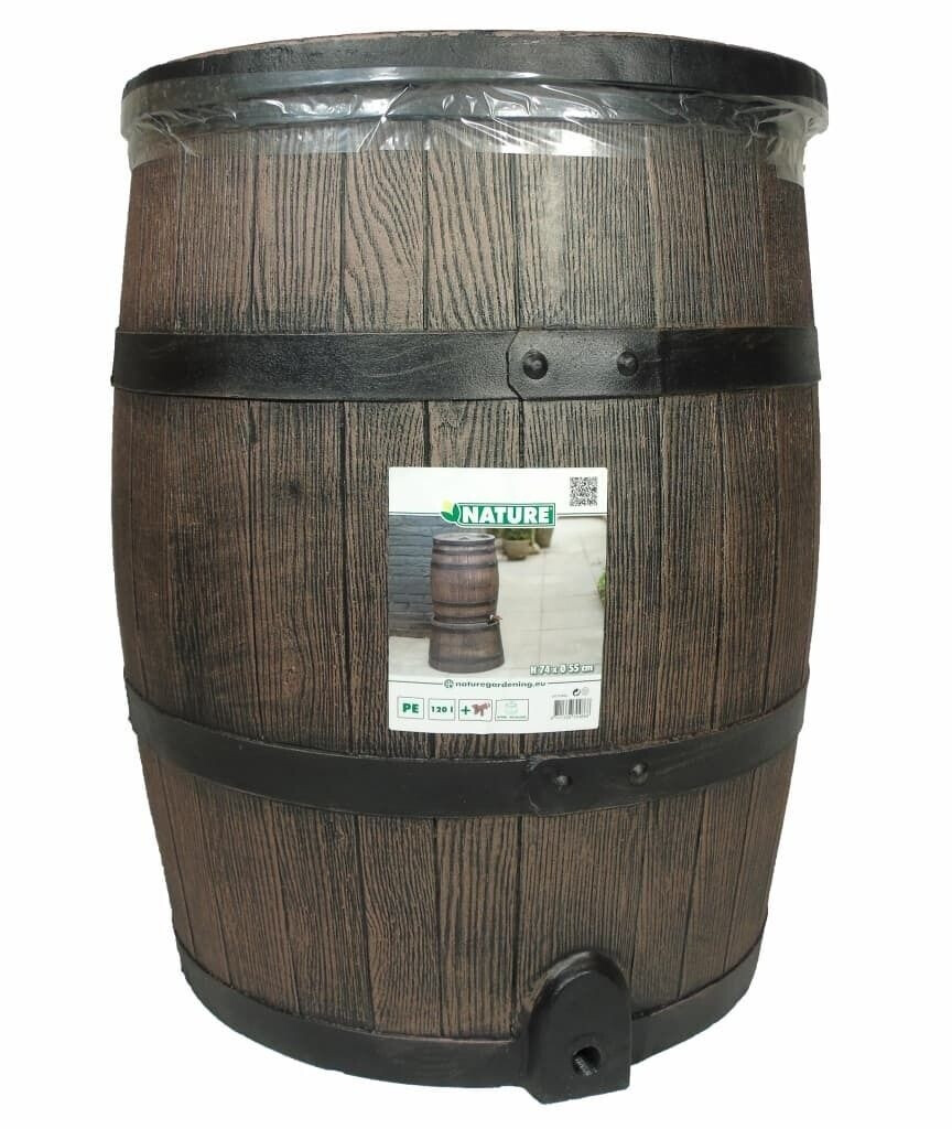 Nature Récupérateur d'eau de pluie tonneau imitation bois 120 L