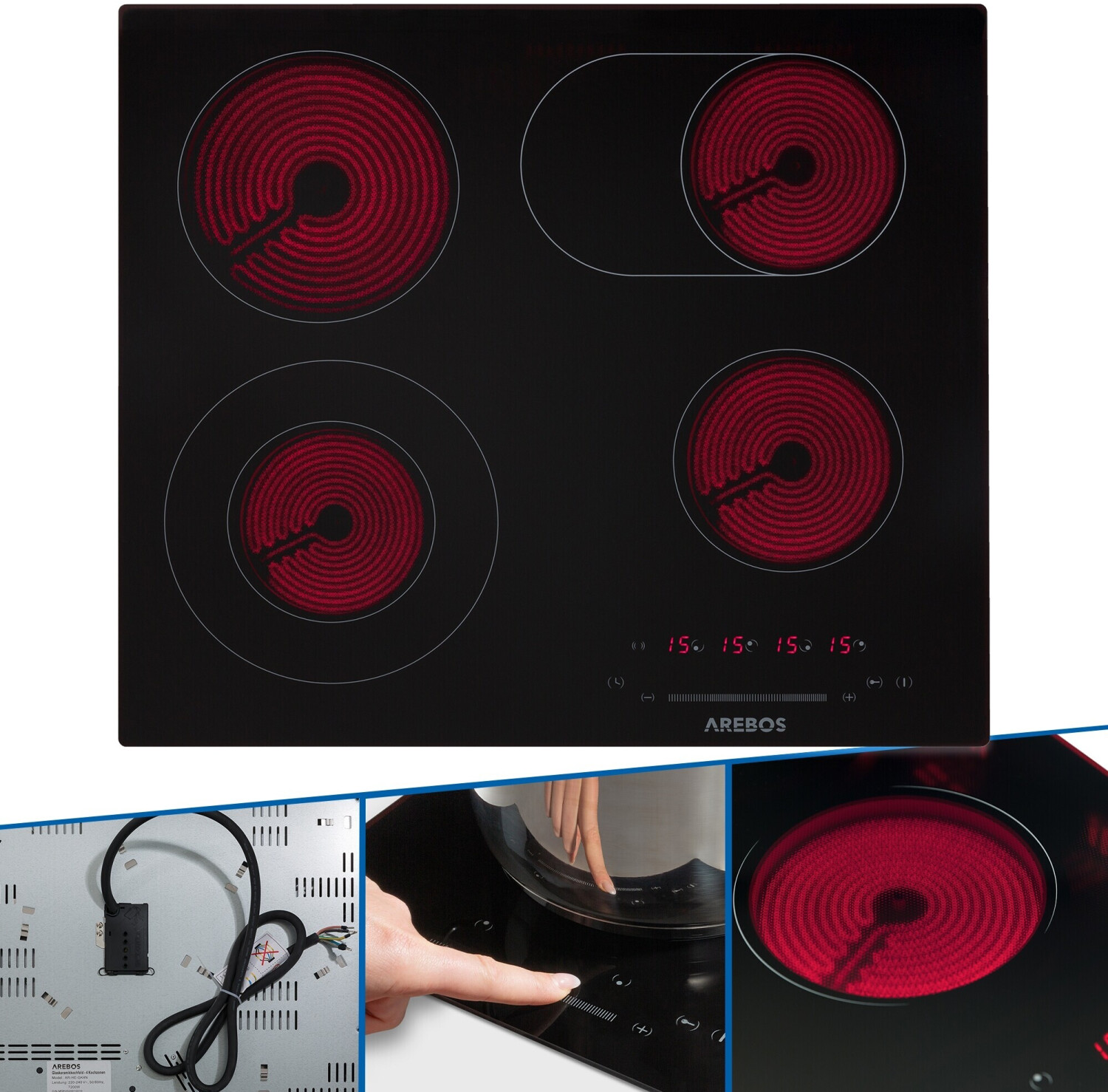Arebos Glas Ceramic Hob 4 zones