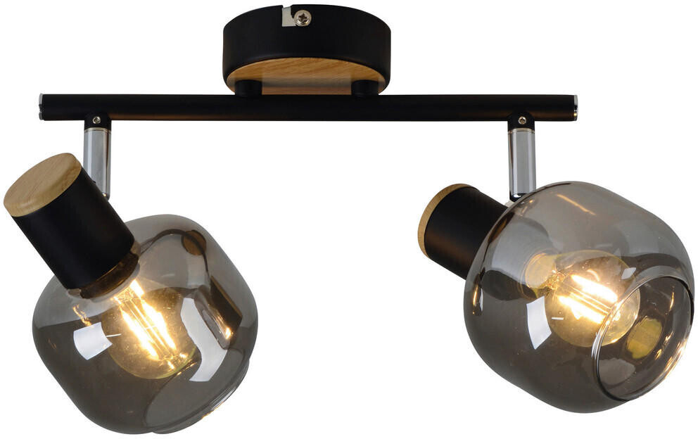 Näve Ceiling lamp 2 flame with glass shades black/nature