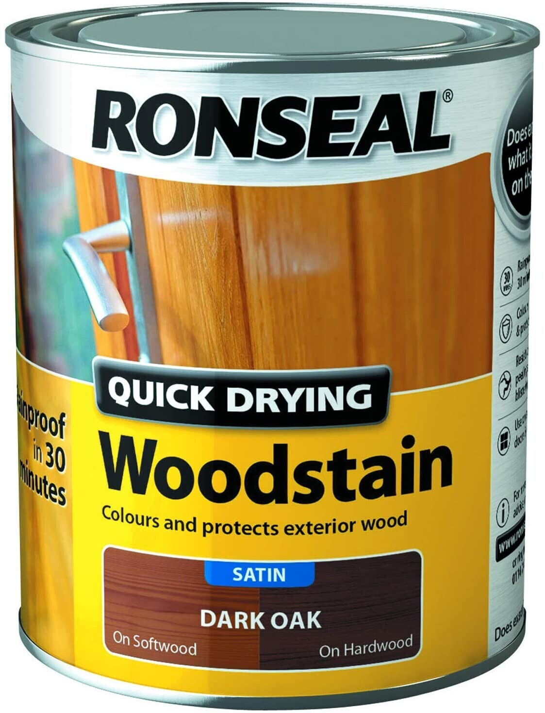 Ronseal Quick Drying Woodstain Dark Oak Satin 750ml