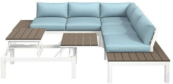 OUTLIV. Hamilton Loungeecke 4-tlg. Alu/Polywood/Polster Weiß/Blau/Braun
