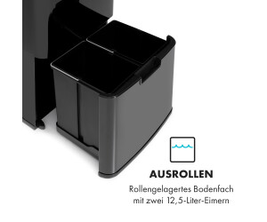 Klarstein Touchless Black Stainless Steel Müllsammler Sensor 72L 4 Behälter  schwarz ab 191,99 €