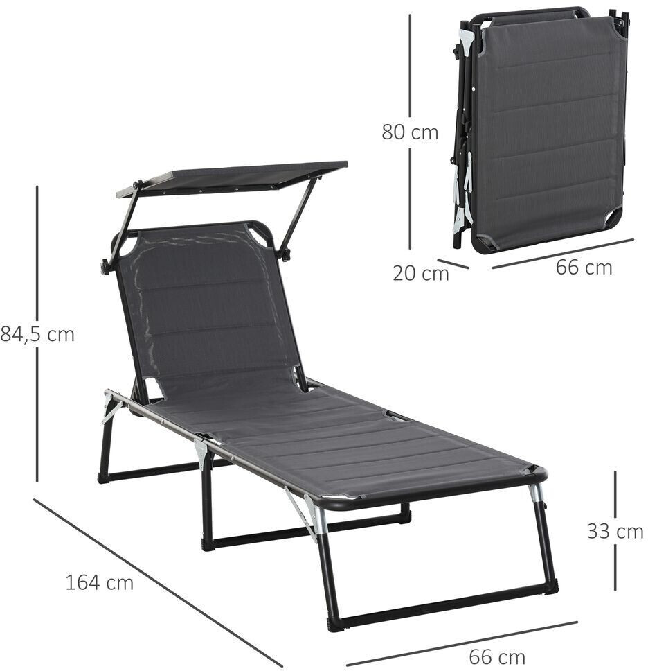 Outsunny Canopy Sun Lounger (84B-591CG)