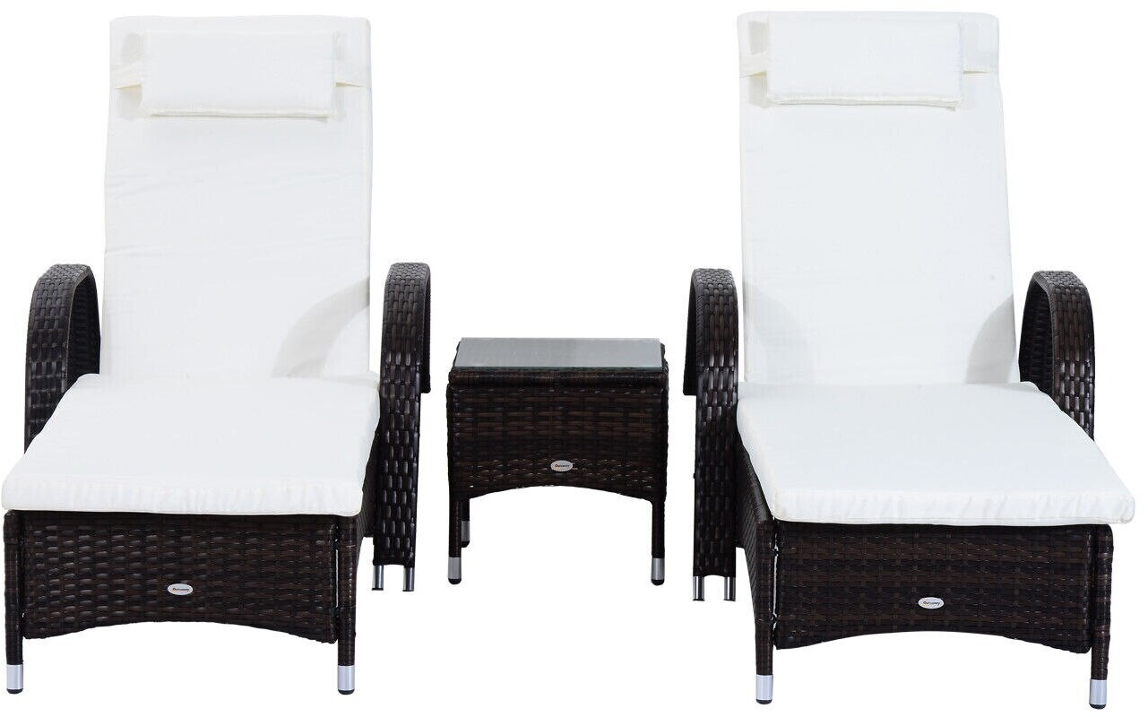 Outsunny Sonnenliege Tisch 3er-Set (862-011BN) braun ab 278,99 € |  Preisvergleich bei | Gartenliegen, Sonnenliegen & Liegestühle