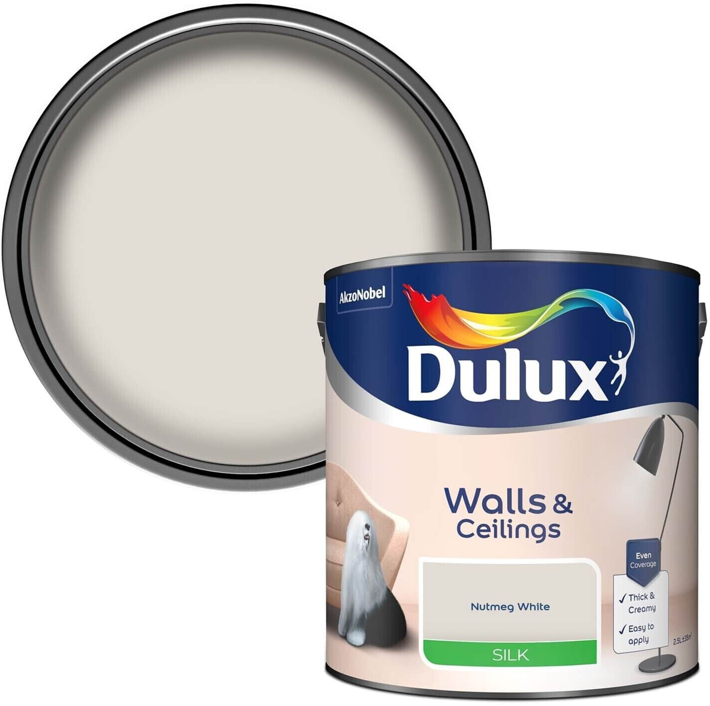 Photos - Paint / Enamel Dulux Natural Hints Nutmeg White - Silk Emulsion Paint - 2.5L 