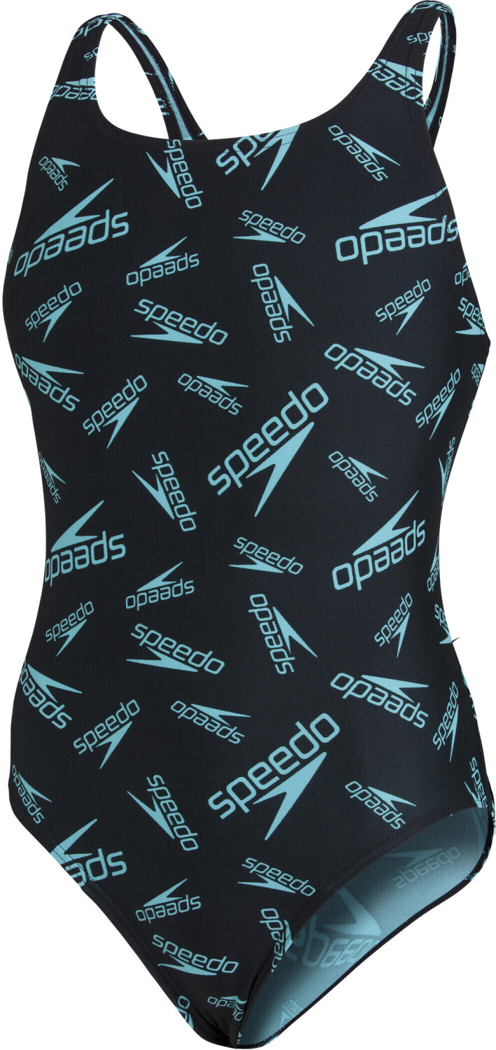 Speedo Girl's Boom Logo Medalist Swimsuit black turquoise